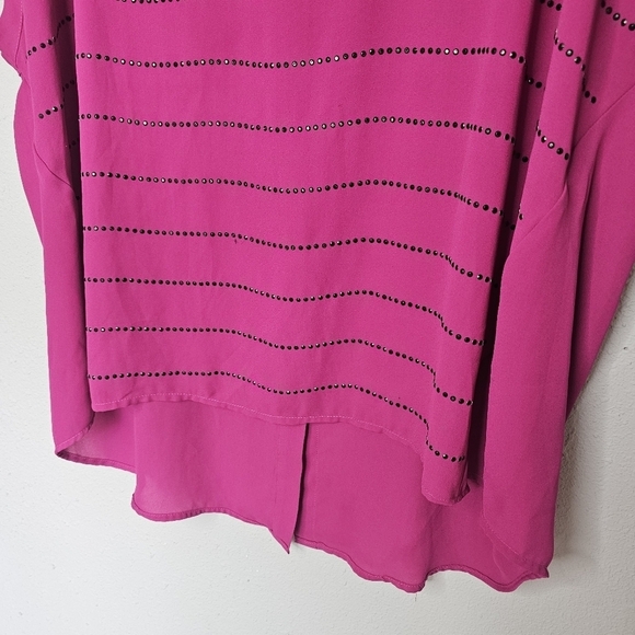 Lane Bryant Pink Black Hi Lo Tunic Blouse Shiny Plus Size 18/20 - Picture 3 of 13